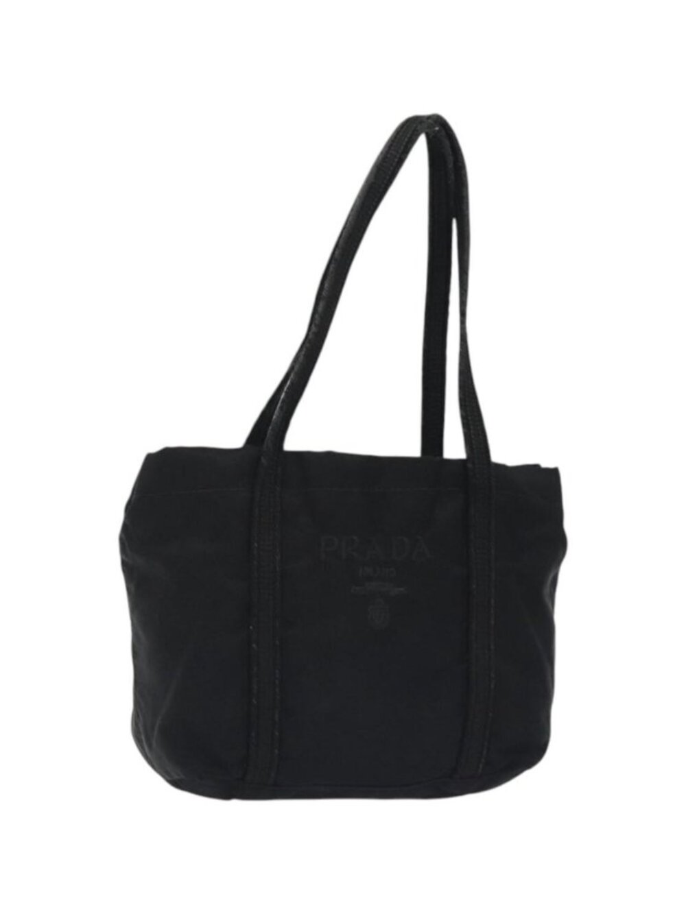 PRADA Mini Tote Bag Nylon Black Silver